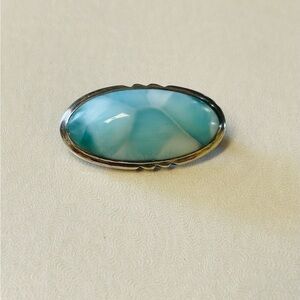 Vintage Larimar 925 Silver Brooch